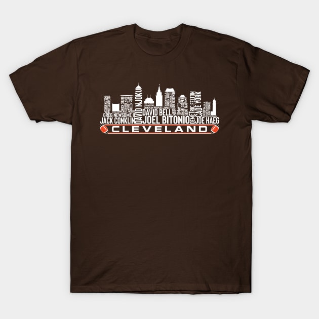 Cleveland Football Team 23 Player Roster, Cleveland City Skyline T-Shirt by Legend Skyline